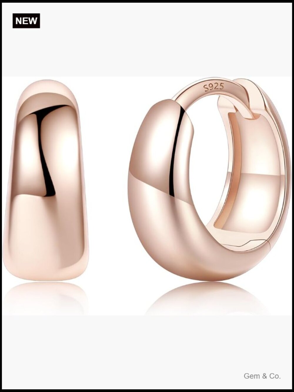 Chunky Hoop Earrings Sterling Silver Post Hypoallergenic Lightweight 8-14mm
